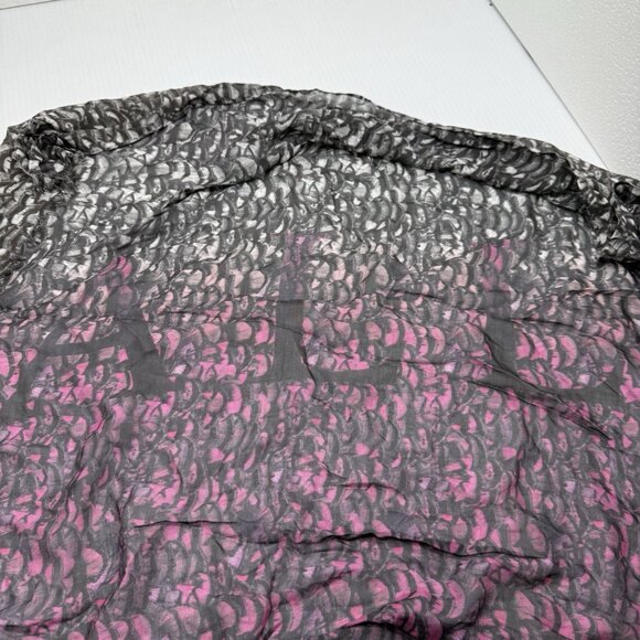 AllSaints Tempo Modal Oblong Scarf Black Pink Animal Print Lightweight - Picture 4 of 4